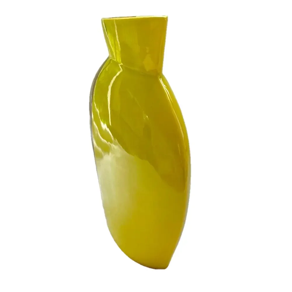 Emissary Vintage Glazed Ceramic Modern Vase Yellow-Green Brown Retired